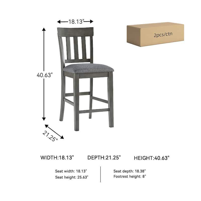 Hallanden Gray Upholstered Counter Height Barstool, Set of 2 - 18"W x 21"D x 41"H