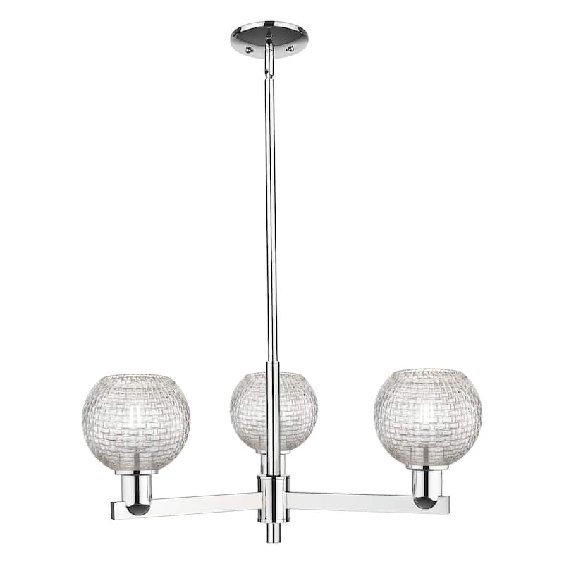 Innovations Lighting Endless Possibilities Arcadia - Athens - 3 Light 28" Basketweave Stem Hung Chandelier - Polished Chrome