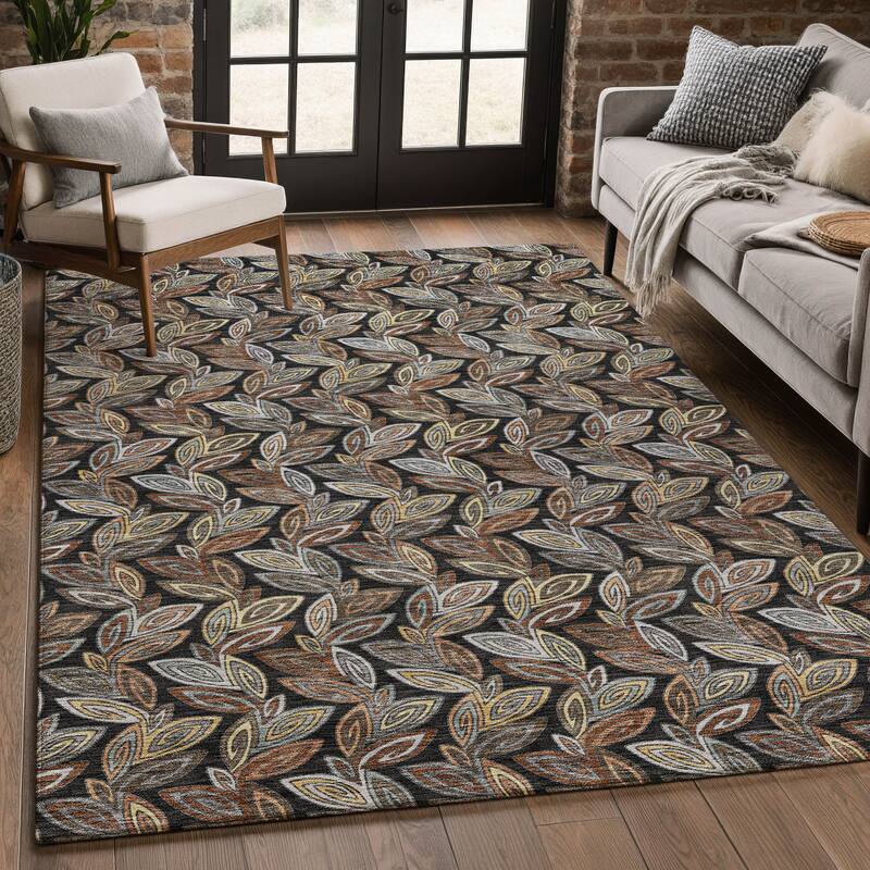 Machine Washable Indoor/ Outdoor Modern Rose Hill Chantille Rug