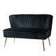 preview thumbnail 61 of 113, Monica Mid-century Channel Tufted Upholstered Loveseat BLACK