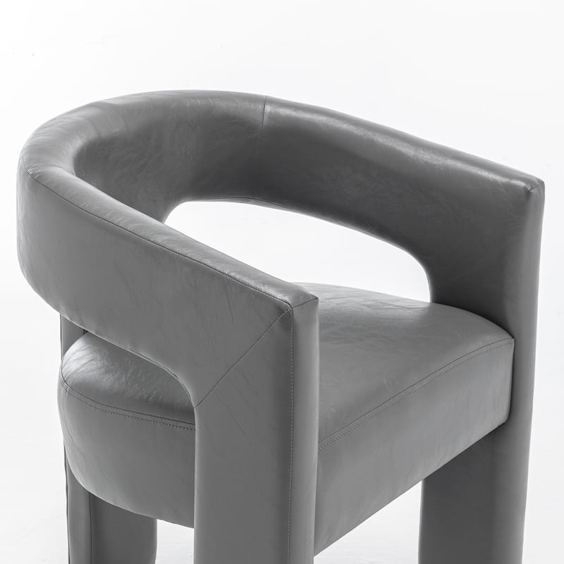 SEYNAR Modern Glam PU Leather Upholstered Dining Chair, Open-Back Accent Chair Set of 2