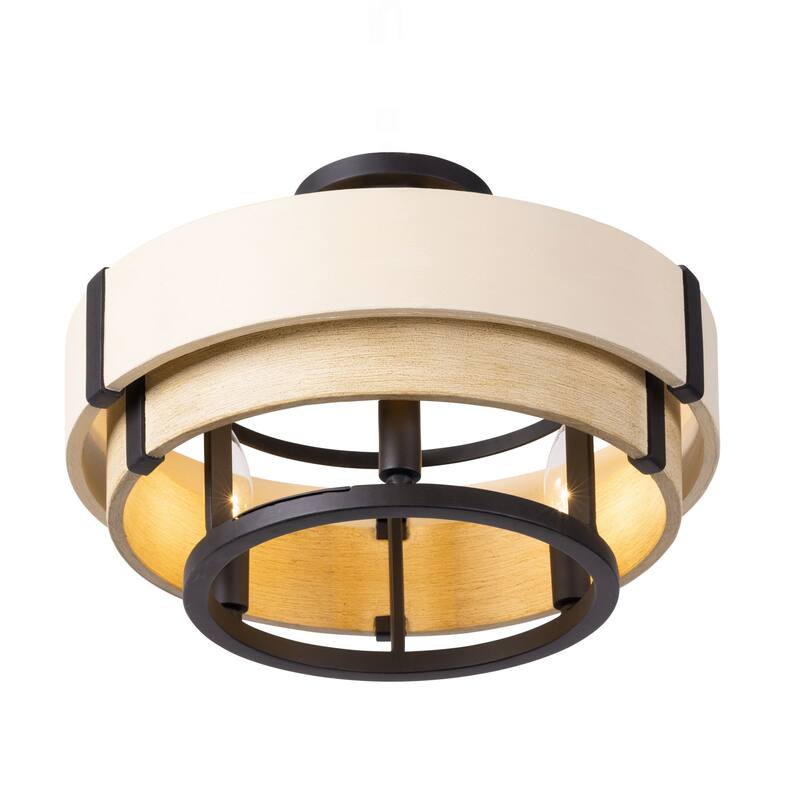 Varaluz Blonde Moment 3-Light Semi-Flush Ceiling Light - Matte Black/Honey/Medium Oak