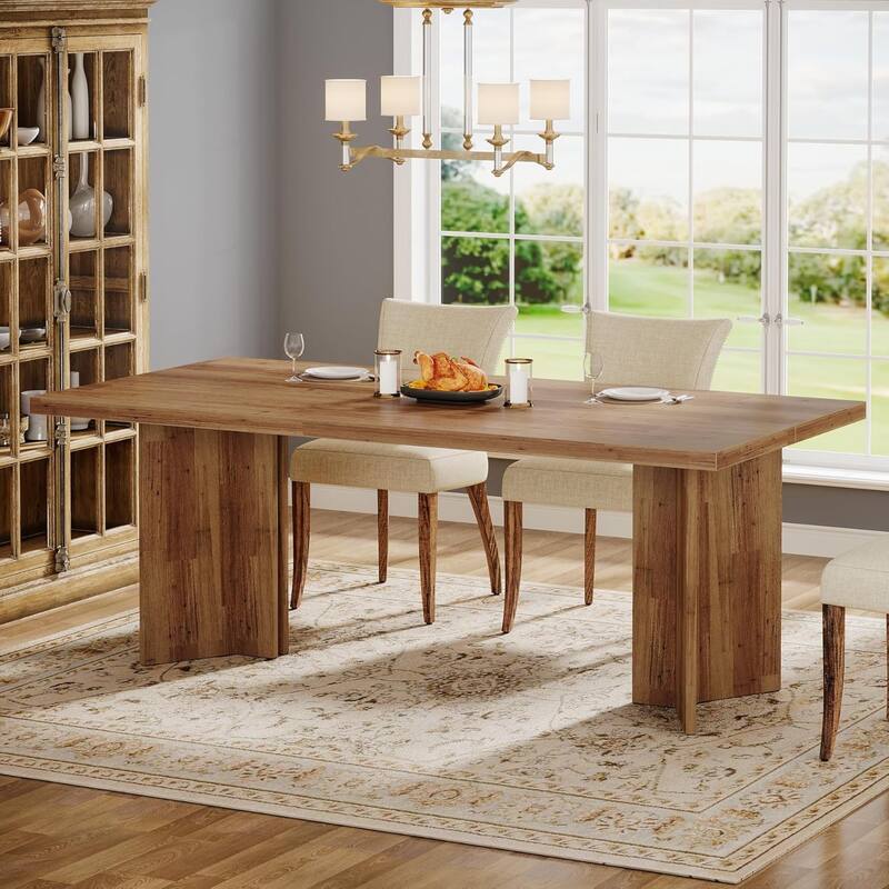 63-inch Rectangle Wooden Dining Table with Large Tabletop and Heavy Duty Legs for 4 to 6 People