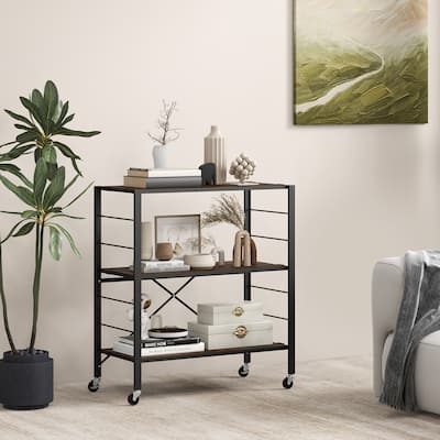 3-Tier Kitchen Storage Rack with Foldable Frame and Rolling Shelf Organizer with Lockable Wheels - 30” x 14” x 34” (L x W x H)