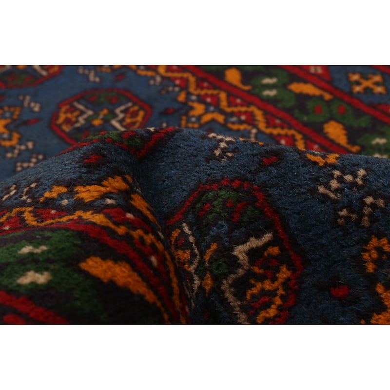 ECARPETGALLERY Hand-knotted Uzbek Kargahi Blue Wool Rug - 2'8 x 13'0