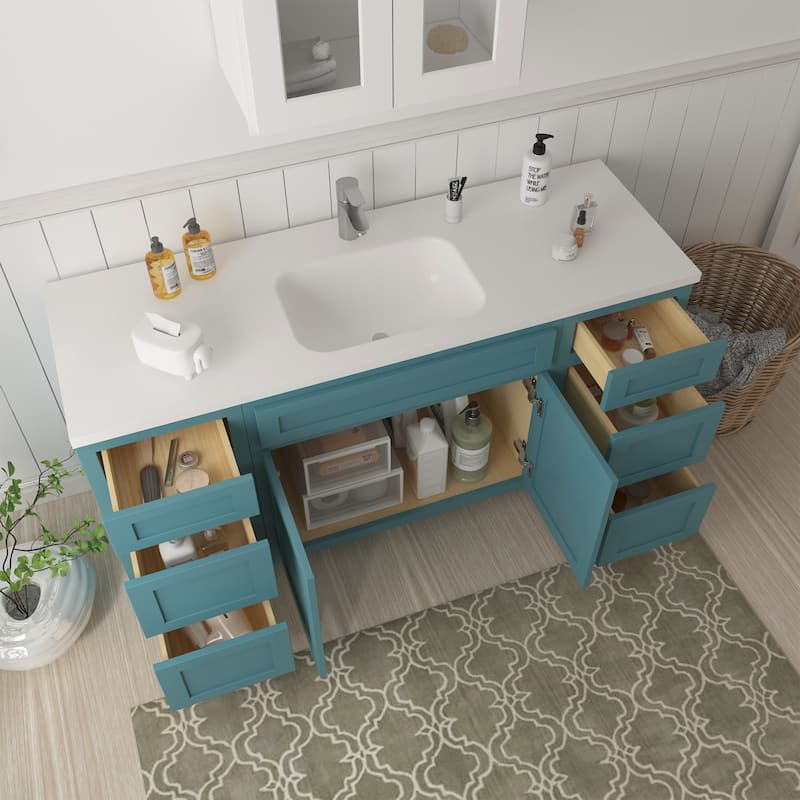 Vanity Art 63" Oak Freestanding Bathroom Vanity Cabinet without Top