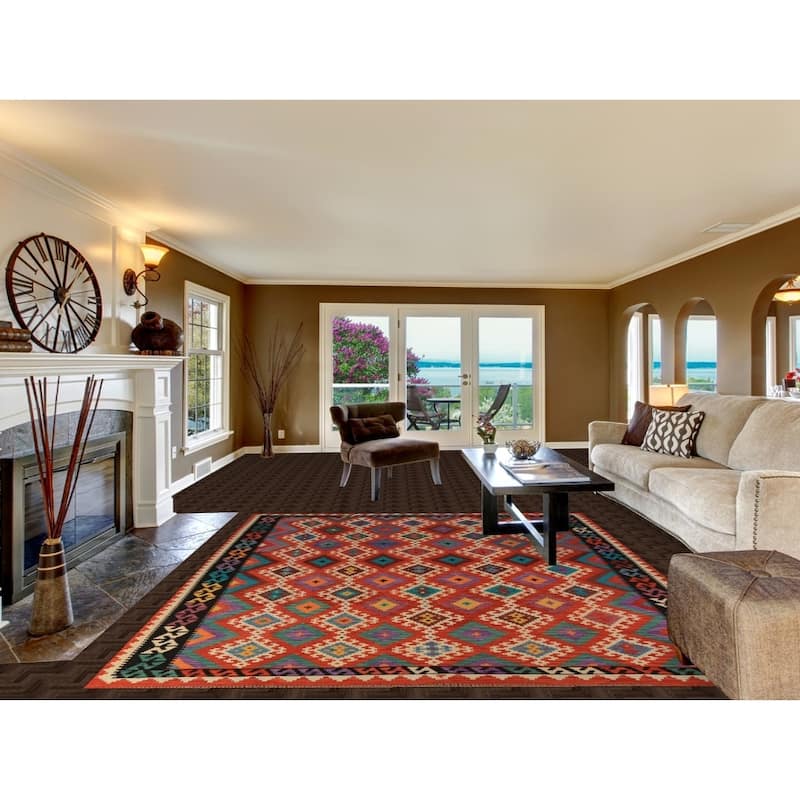 Kilim Oriental Area Rug Handmade Wool Carpet - 8'1"x 9'9"