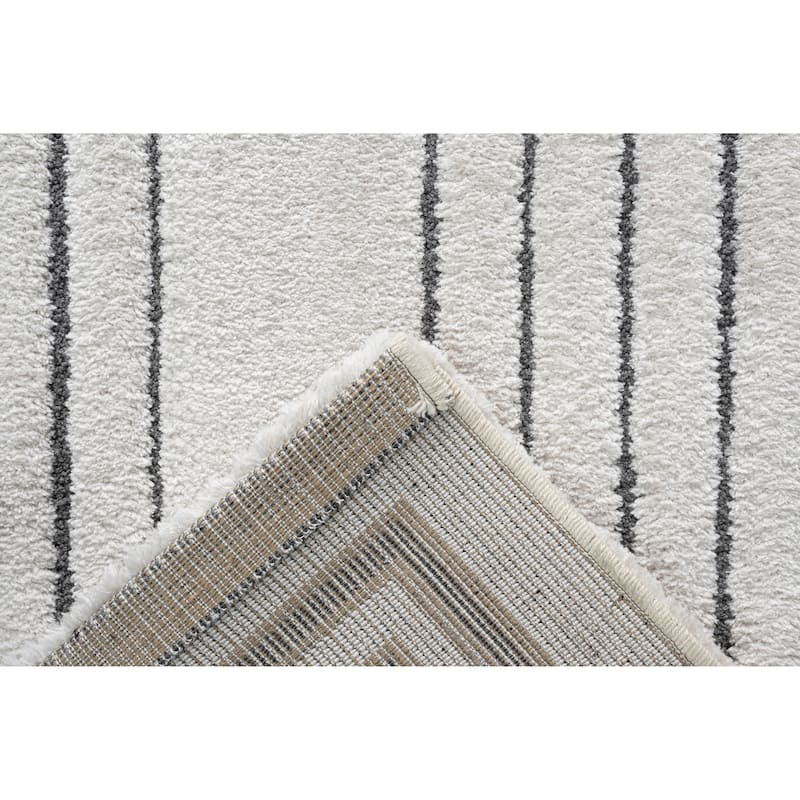 Nina Faye Ivory and Charcoal Recycled Polyester Area Rug - 6' x 9'