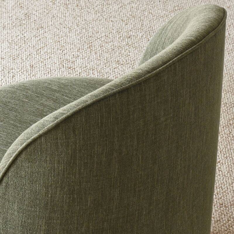 Upholstered Barrel Linen Dining Chair with Casters(Set of 4)