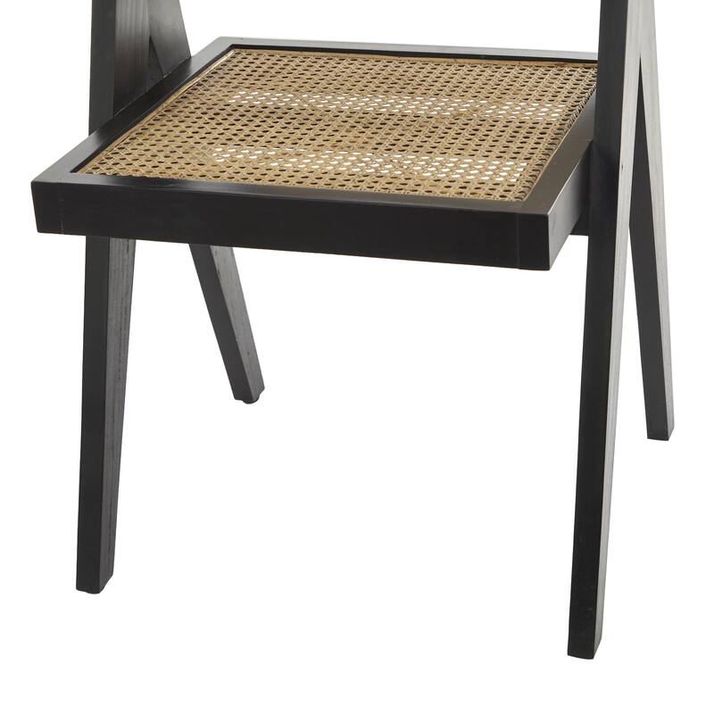 Teak Wood Handmade Accent Chair with Woven Cane Seat - Black or Brown - Roche River Decor