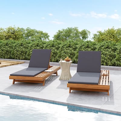 Christopher Knight Home- Kane Acacia Wood Adjustable Outdoor Chaise Lounge Set of 2