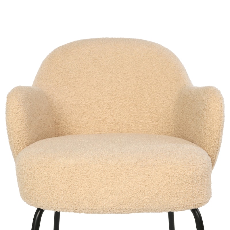 Furnish Theory Nordic Comfort Dining Armchair Arm Chair w/ Various Boucle Fabric Upholstery Covers & Steel Leg Finishes