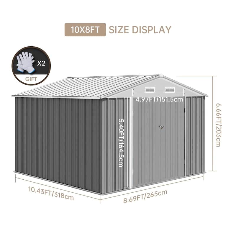 Outdoor Storage Shed, Garbage Can, Steel Utility with Lockable Door Design for Tool,Garden,Bike