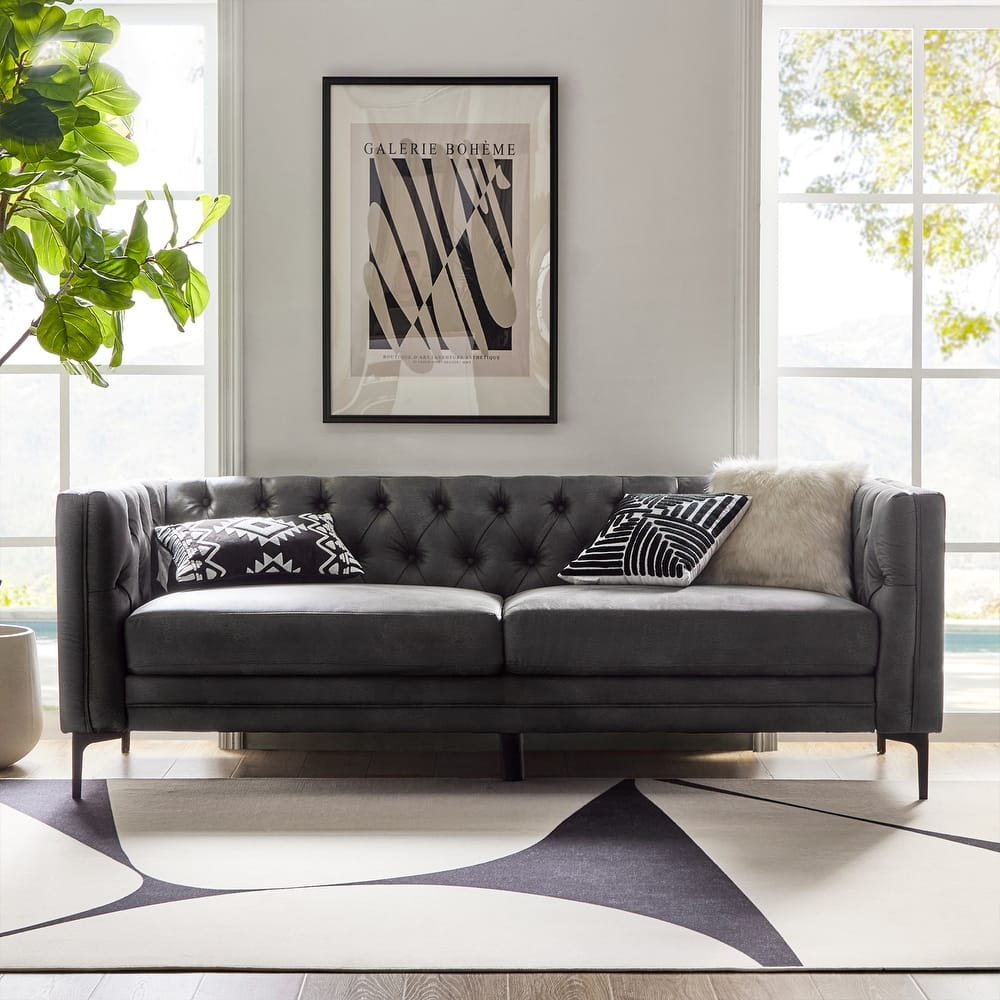 Calymne 84" Modern Square Arms Sofa with Button-Tufted Back by HULALA HOME