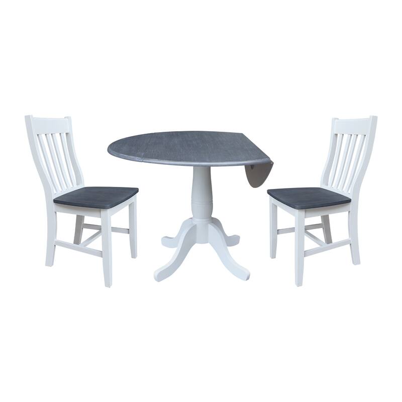 42" Round Top Dual Drop Leaf Pedestal Table with Dining Chairs