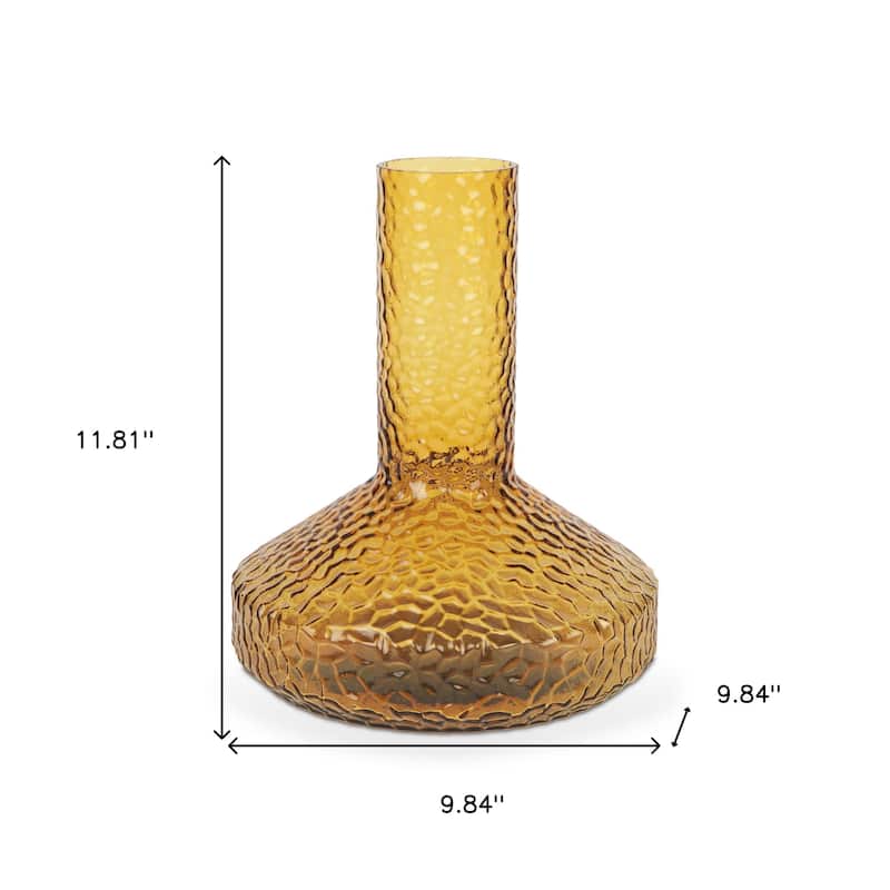12" Amber Glass Faceted Table Vase - 9.84