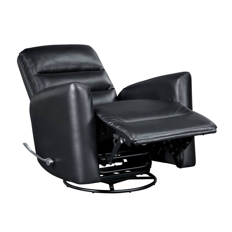 Glider Reclining Chair Swivel Motion Breathable Faux Leather Upholstery Luxury Living Room Furniture, Movie Chair