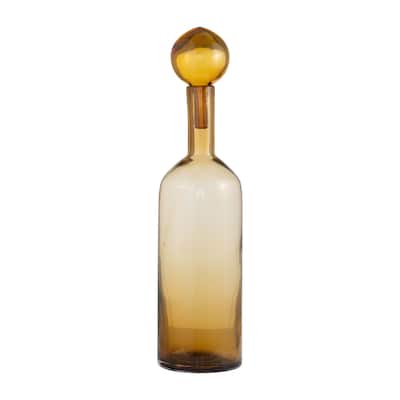 Sagebrook Home Amber Glass Bottle with Stopper Vase