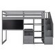 preview thumbnail 28 of 26, Twin Loft Bed with 4-Tier Built-in Shelves, Pull-Out Desk, Storage Stairs, Blackboard Slat Support Loft Bed for Kids Teens