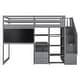preview thumbnail 15 of 13, Twin Size Slat Support Loft Bed with 4-Tier Built-in Shelves, Pull-Out Desk, Storage Stairs, Blackboard for Kids Teens - Grey