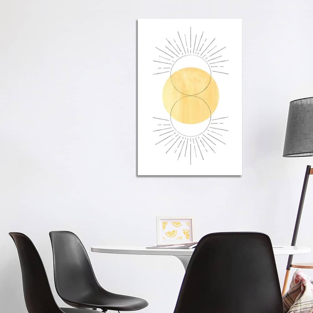 iCanvas "Mustard Yellow Sun, Abstract Art" by Whales Way Canvas Print