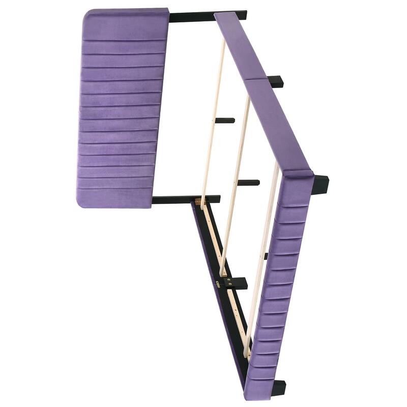 Velvet Channel Tufted Upholstered Queen Panel Bed - 86" - Purple