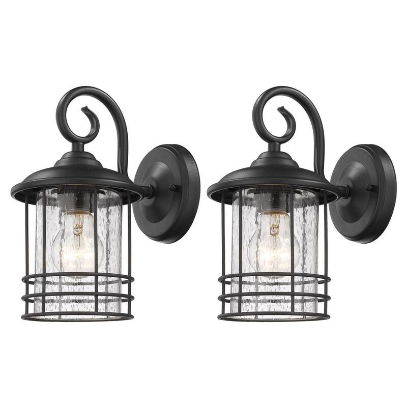 Flora 1 Light Transitional Outdoor Wall Lantern Set of 2 - Matte Black