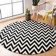 preview thumbnail 20 of 112, SAFAVIEH Handmade Flatweave Dhurries Sandie Modern Wool Rug 6' x 6' Round - Black/Ivory