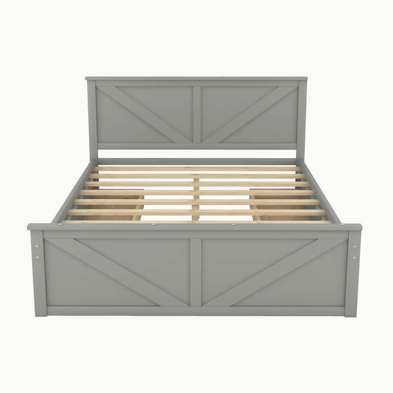 Wooden Platform Bed with Four Drawers