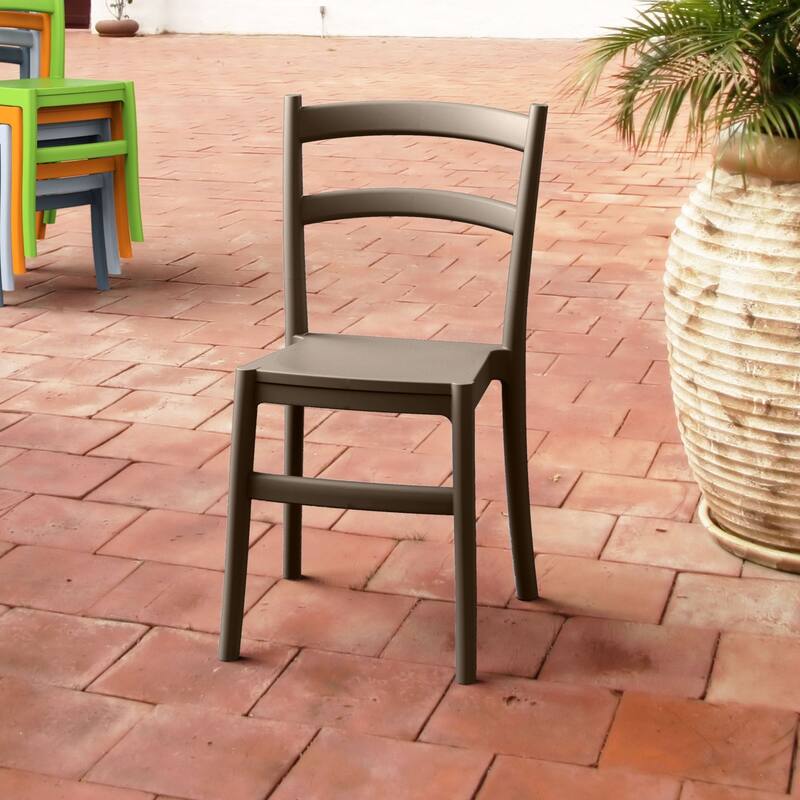 33.5" Brown Solid Patio Dining Armless Chair