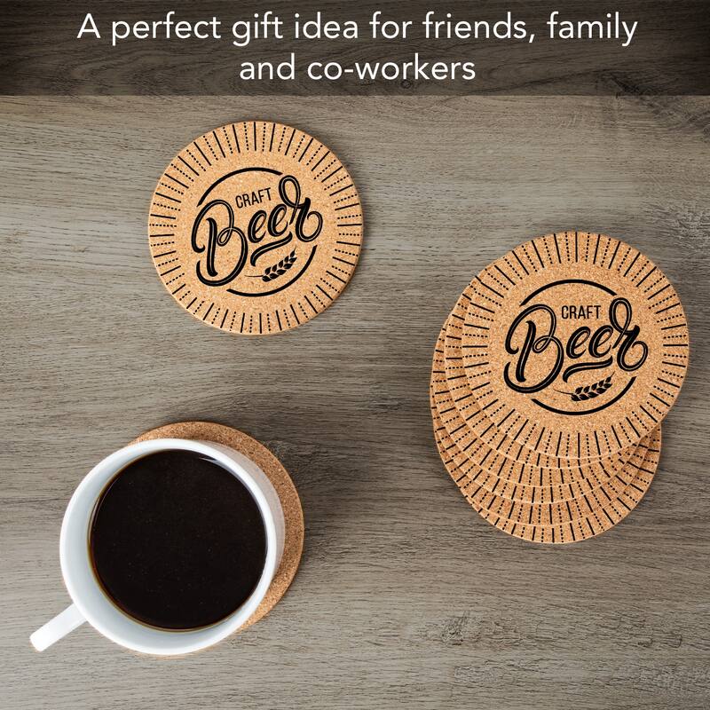 Craft Beer 4 Pack Absorbent Cork Coaster Made in The USA 4" Round