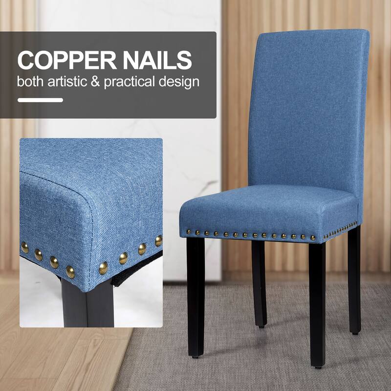Costway Set of 2 Fabric Dining Chairs Upholstered with Nailhead Trim - See Description