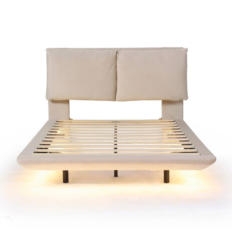 Full Size Upholstered Platform Bed with Sensor Light and USB Port