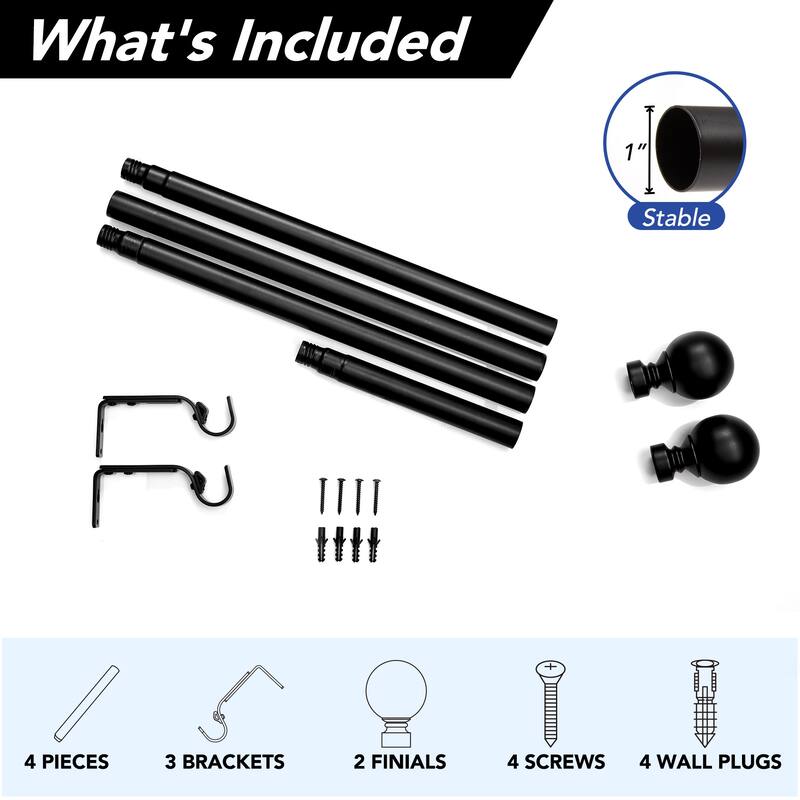 Deconovo 1 Inch Window Curtain Rod