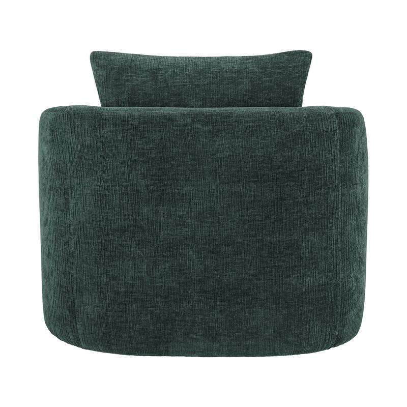 Upholstered Swivel Barrel Chair with Pillow