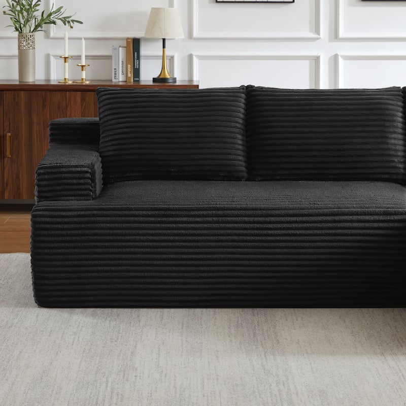 L-Shaped Modular Sectional Sofa with Chaise Lounge, Comfy Corduroy Deep Seat Cloud Couch, Compressed 4 Seat Corner Sofa