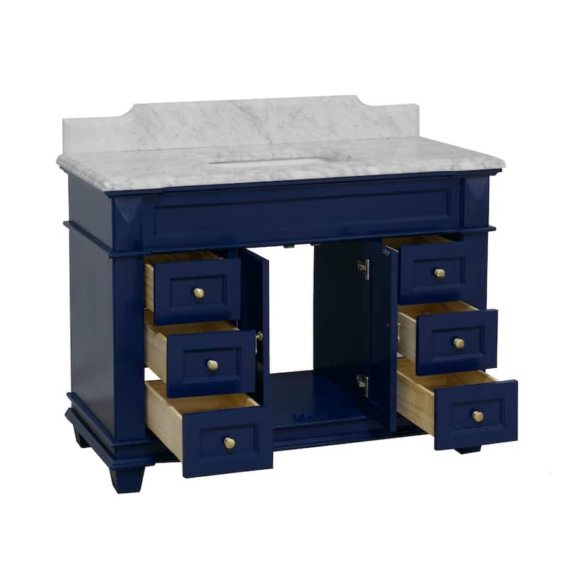 KitchenBathCollection Elizabeth 48" Bathroom Vanity with Carrara Marble Top