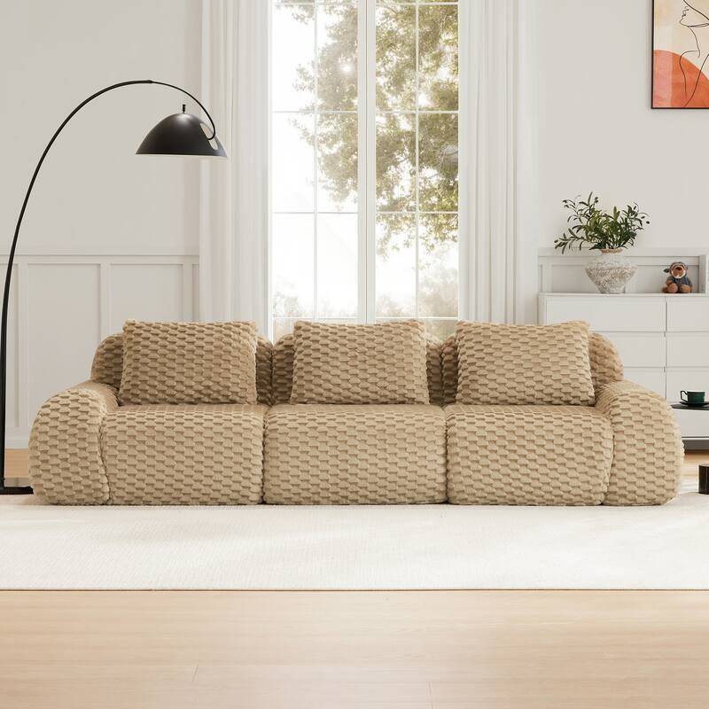 114" Modern Modular Sectional Sofa for Living Room,Flannelette Fabric,Oversized 3-Seater Couch,boneless sofa,Deep Seat