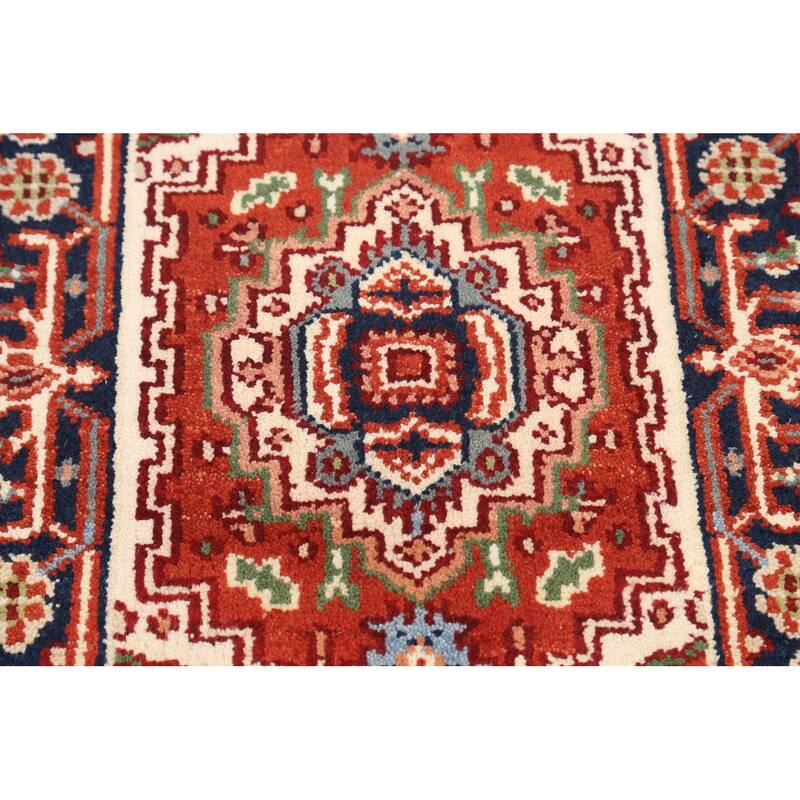 Rust Geometric Heriz Oriental Wool Area Rug Handmade Home Decor Carpet - 2'0" x 3'0"