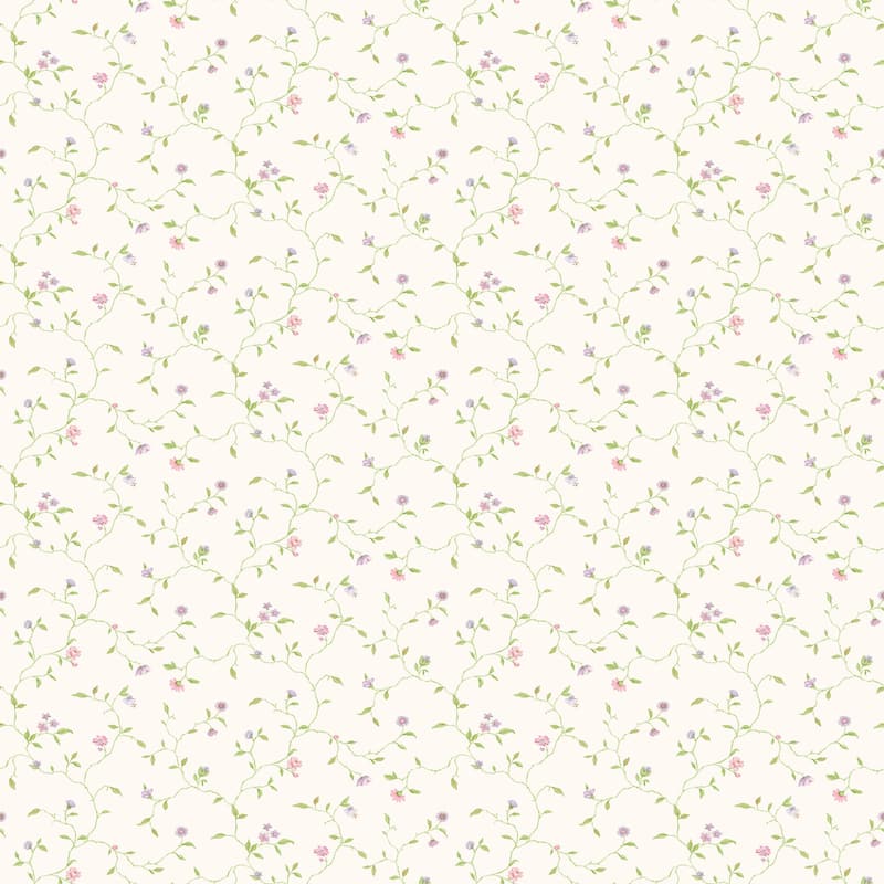 Galerie Wallcoverings Miniatures 3 Mini Floral Vine Design Vinyl on Non-woven Matte Wallpaper Roll - 33 feet x 21 inches - Purple