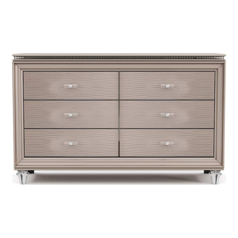 Ving Contemporary Rose Gold 56-inch Wide 6-Drawer Wood Dresser by Furniture of America