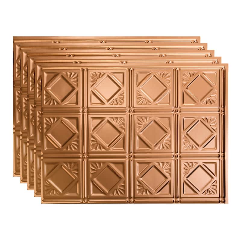 FASÄDE Traditional Style 4 Decorative Vinyl Backsplash Panel - 5 Pack - Polished Copper