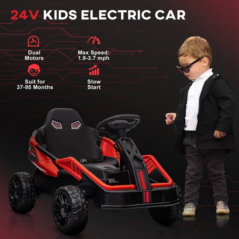 24V Electric Kids Ride-On Car with Remote Control - Dual Motor, Spring Suspension, Horn, Music, LED Lights for Ages 3-8