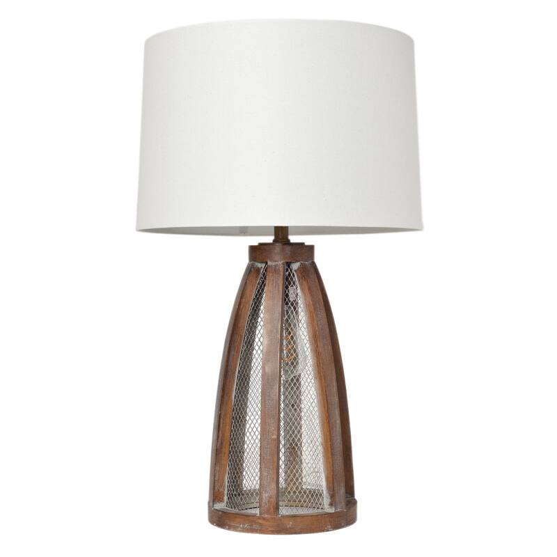 29.5 in. Brown Finish Table Lamp with White Shade, Sturdy Table Lamp for Living Rooms and Bedrooms