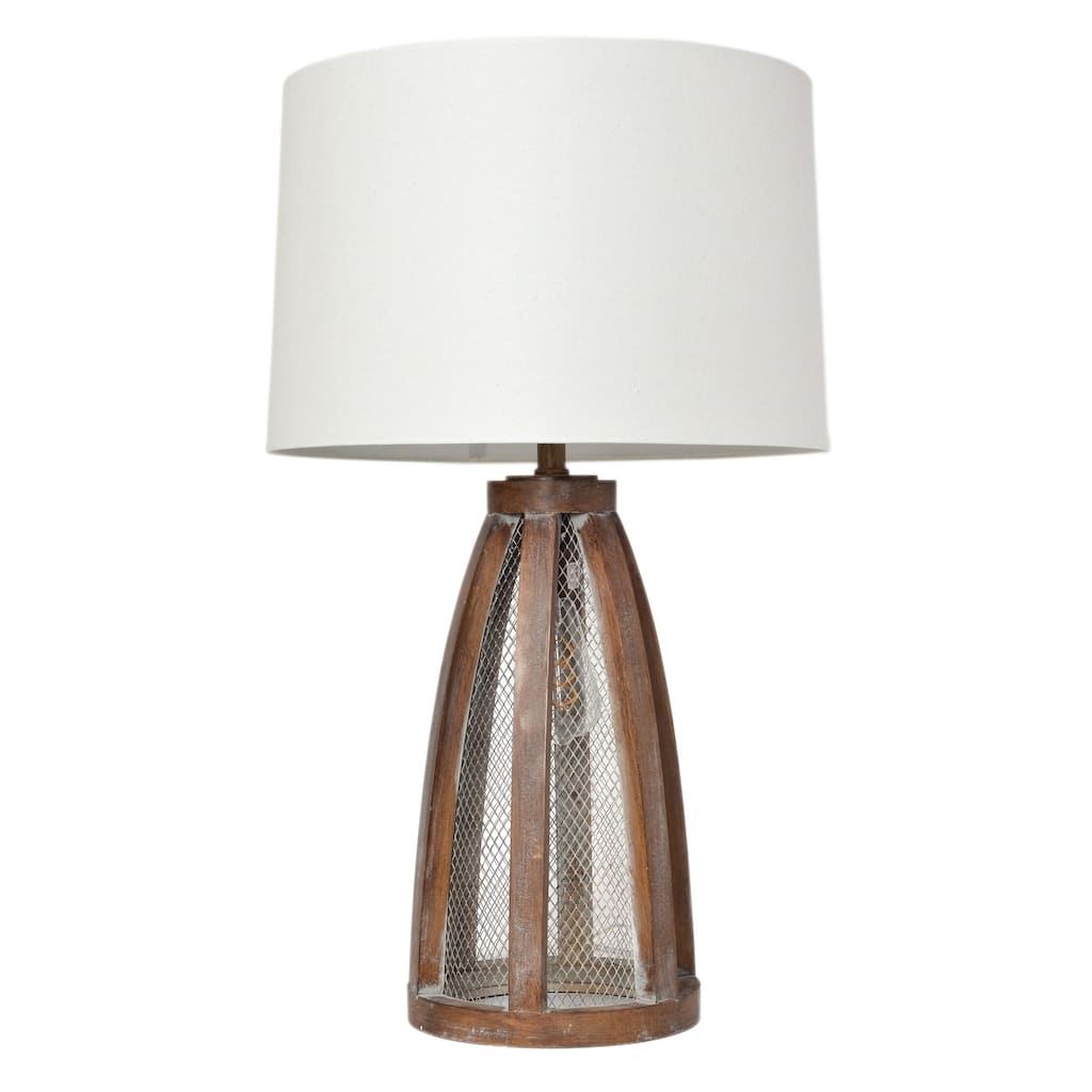 29.5 in. Brown Finish Table Lamp with White Shade, Sturdy Table Lamp for Living Rooms and Bedrooms