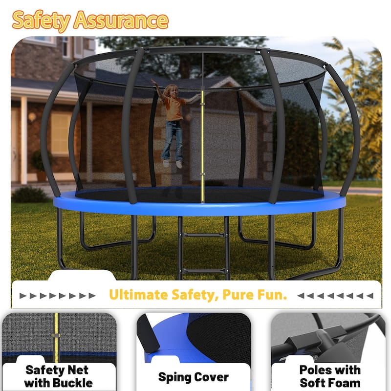 Toddler Trampoline - Safety Enclosure Net & Balls, Indoor Outdoor Mini Trampoline - Blue - 144.09