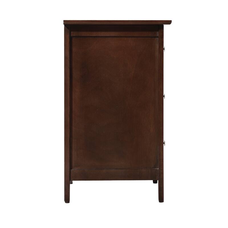 Cappuccino Nightstand 25x19x15 Transitional Bedside Table with Three Drawers, Rich Finish and Stylish Bedroom Storage