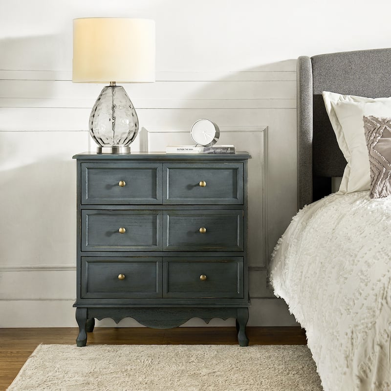 Pallantium Farmhouse 30"Tall Distressed 3-Drawer Nightstand With Solid Wood Legs and Adjustable Feet by HULALA HOME