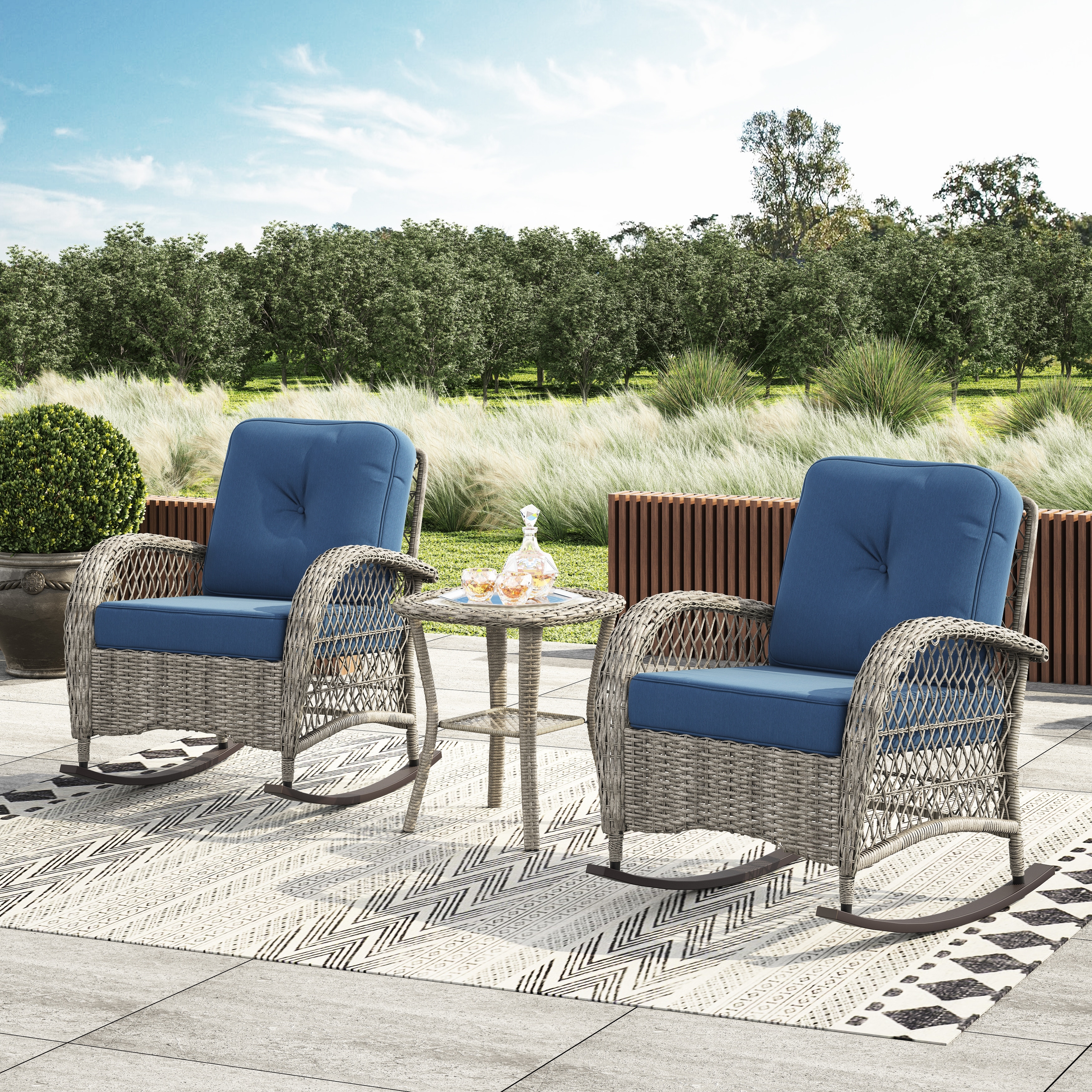 Vinyl wicker sales rocking chairs