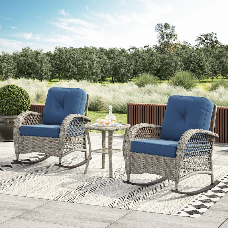 Corvus Salerno Outdoor Handwoven Resin Wicker Rocking Chair